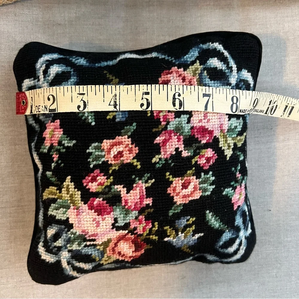 Vintage Needlepoint floral pillow